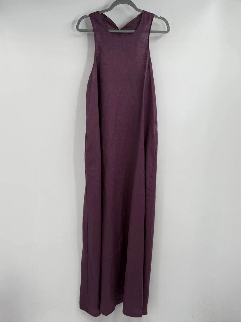 Linen Sleeveless Plum Maxi Dress - Women